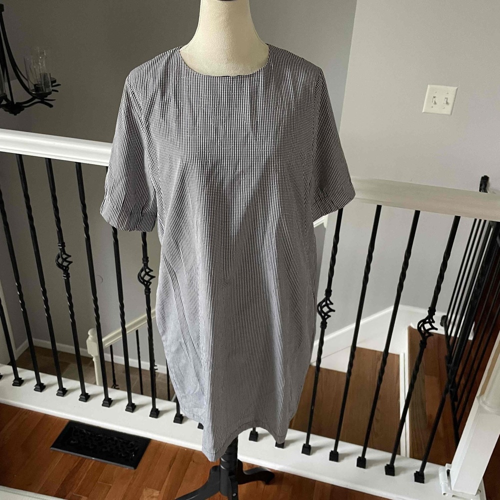 Handmade Womens Gingham Embroidery Puff Sleeve Dress Size M‎